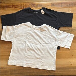 **NWT** LOFT Jersey Modern Tee Short Sleeve Black and White Bundle